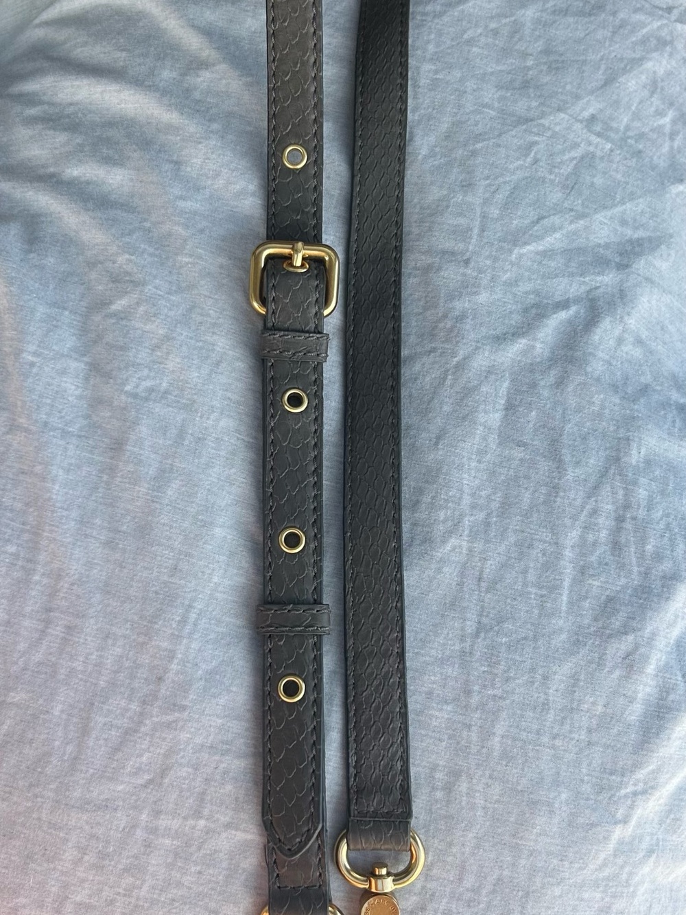 Marc Jacobs Dark Olive Snakeskin Leather Crossbody Strap with Gold Hardware